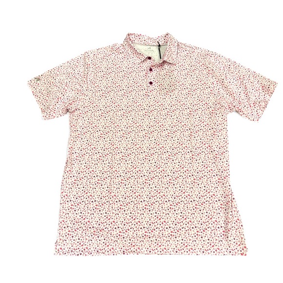 NWT Antigua Men’s Golf Polo Pink Floral Amborella Polo Size Large - Picture 1 of 6